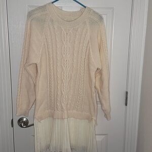 Cream Cable Knit Sweater Dress